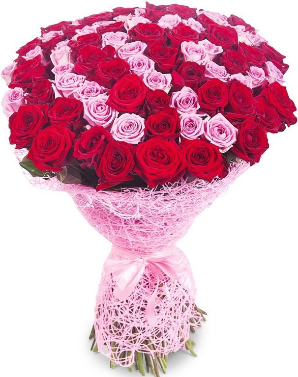 Букет шикарных роз красного и розового цвета купить в Краснодаре с доставкой